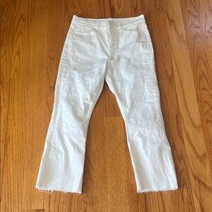 LOFT Women's white button fly high waist ankle cut hem Flare Jeans size 4/27